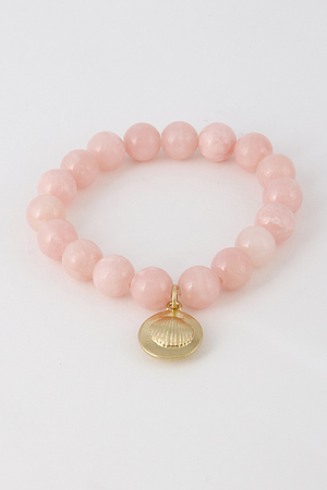 Light Colored Bead Bracelet With Shell 6EAH9